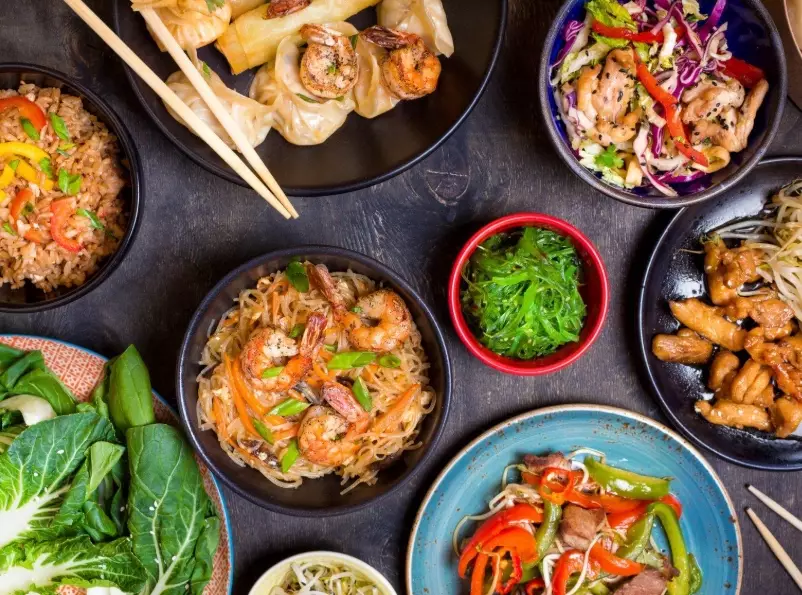 Asian food dishes